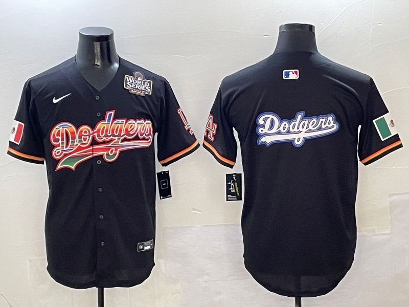 Men Los Angeles Dodgers Blank Black rainbow Nike 2025 MLB Jersey style 15